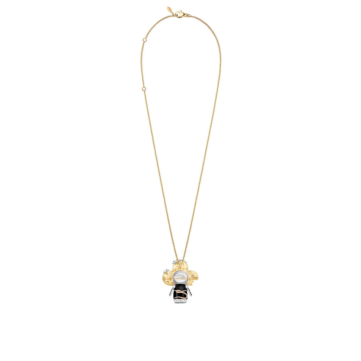 Vivienne Rat Pendant, 3 Golds, Lacquer, Diamonds & Colored Gemstones