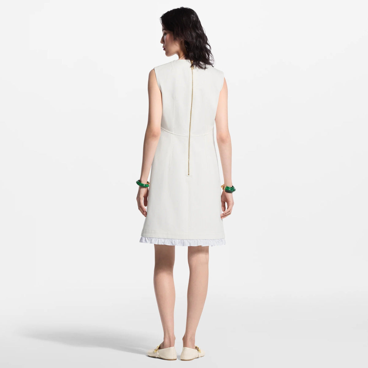 Ruffle Trim Denim Dress