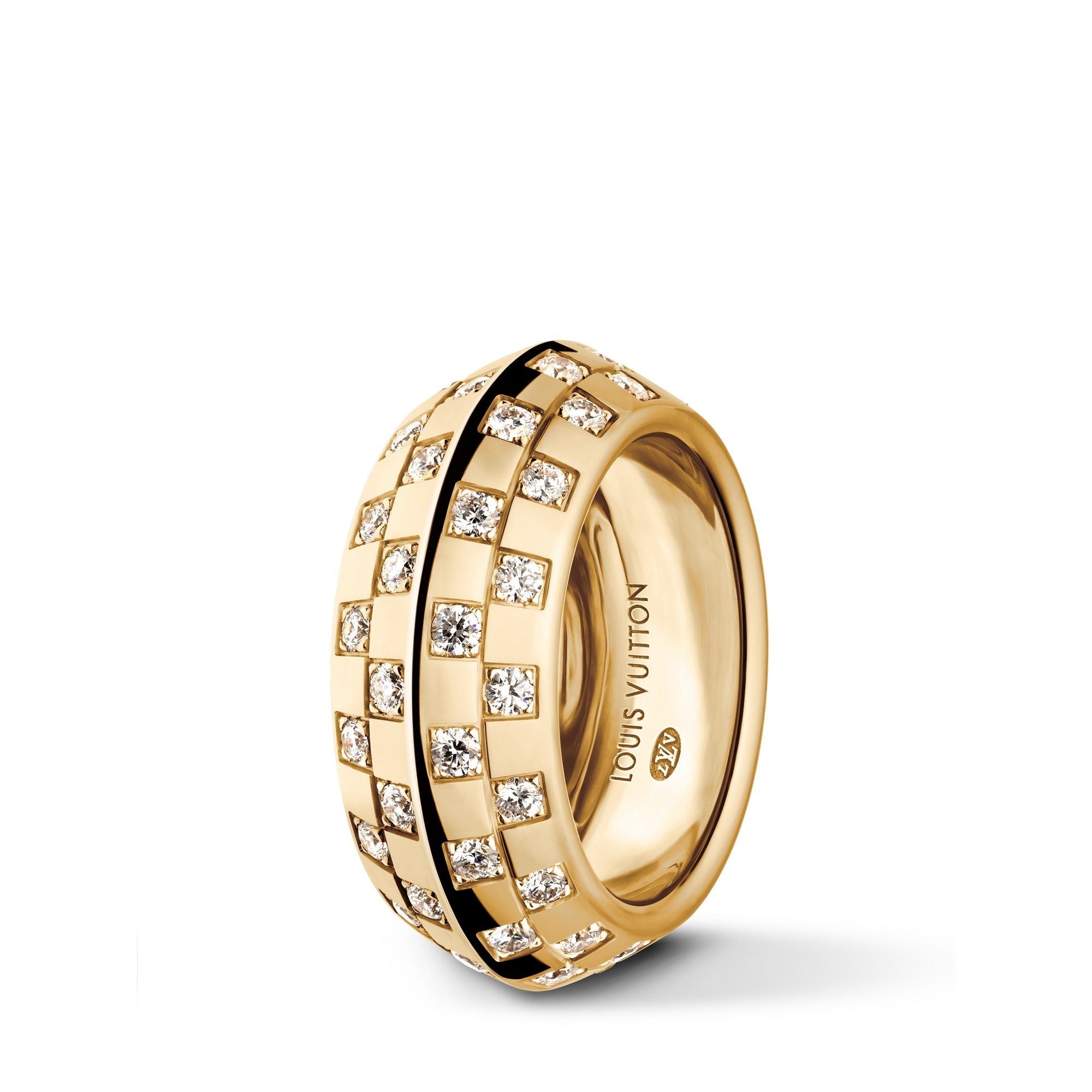 Le Damier de Louis Vuitton Double Ring, Yellow Gold and Diamonds