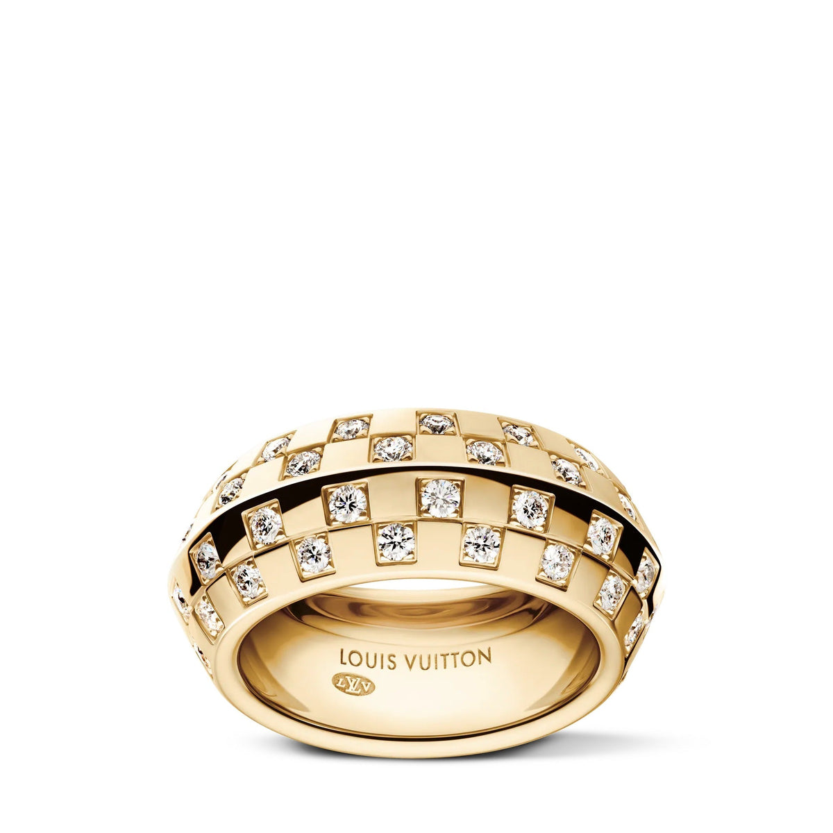 Le Damier de Louis Vuitton Double Ring, Yellow Gold and Diamonds