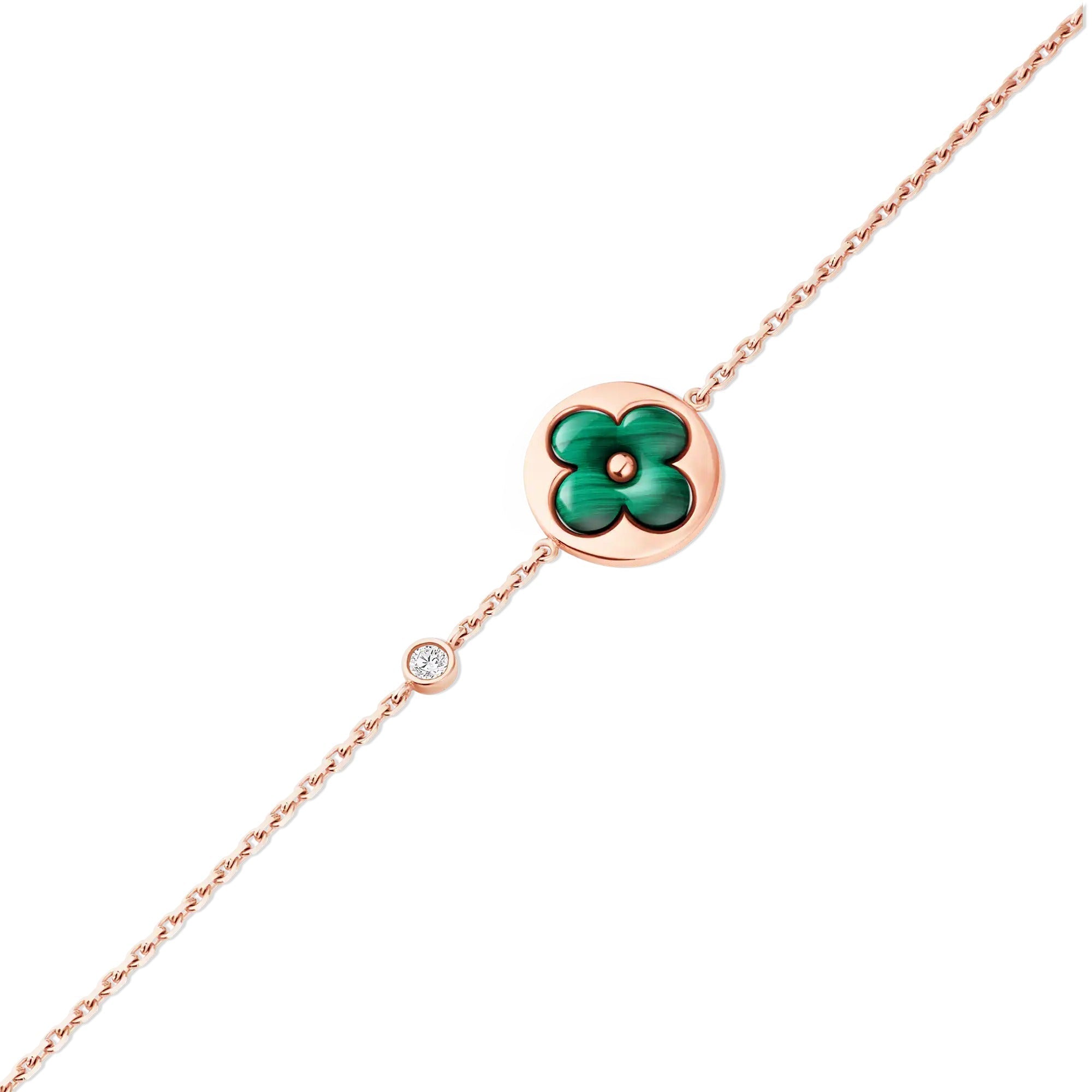 Color Blossom BB Sun Bracelet, Pink Gold, Malachite and Diamond