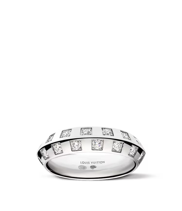 Le Damier de Louis Vuitton Medium Ring, White Gold and Diamonds