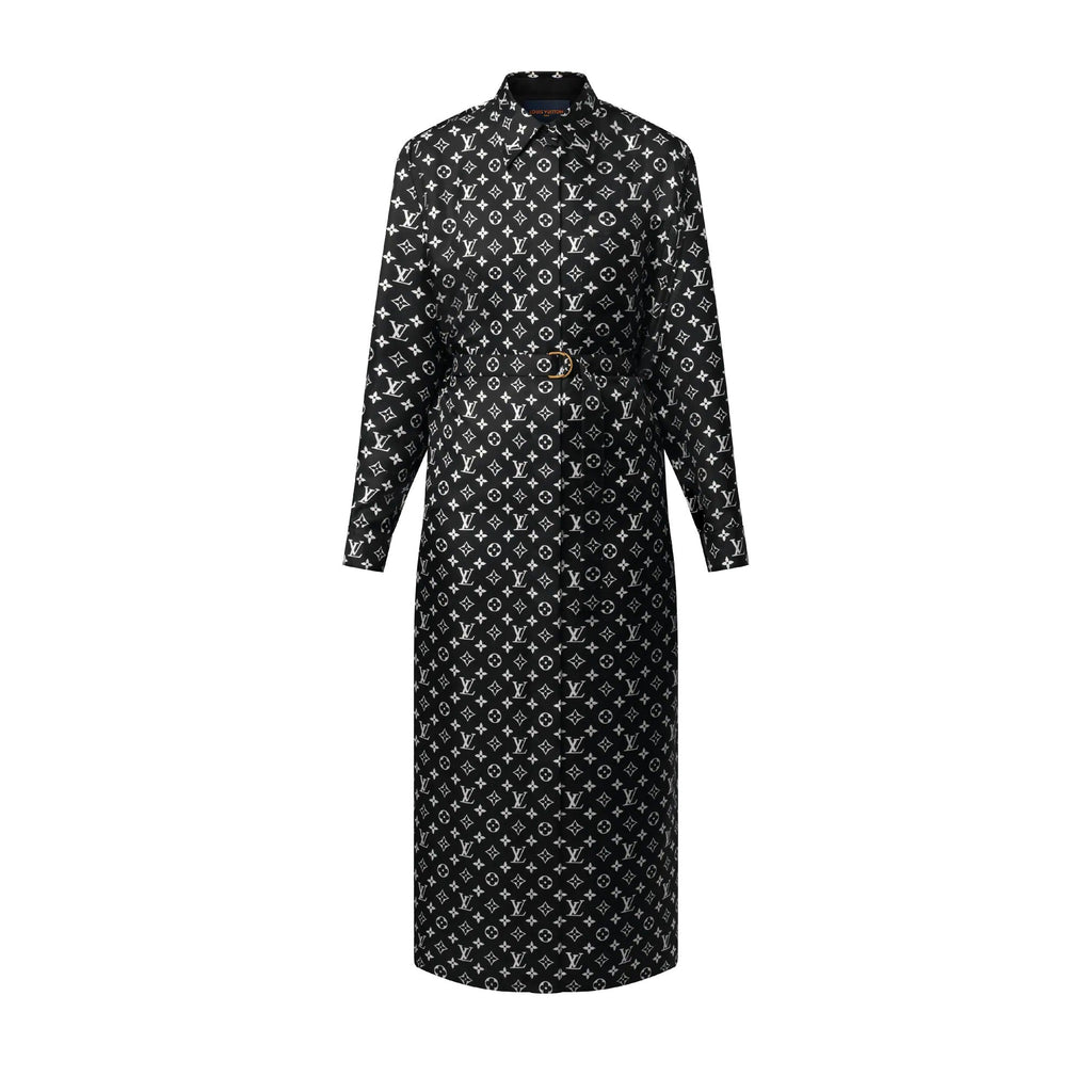 Monogram Silk Shirt Dress