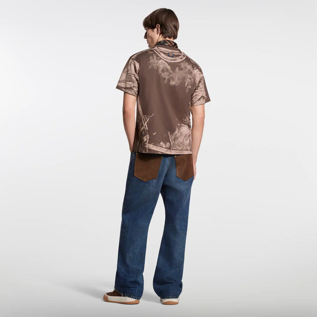Denim Skate Pants With Leather Signature Pockets