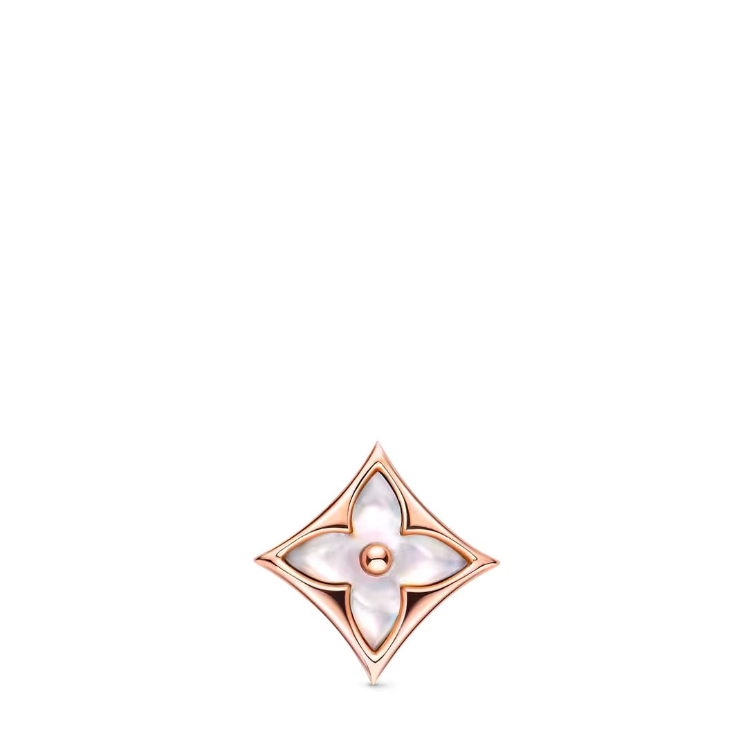 Color Blossom BB Star Ear Stud, Pink Gold and White Mother-of-Pearl - Per Unit