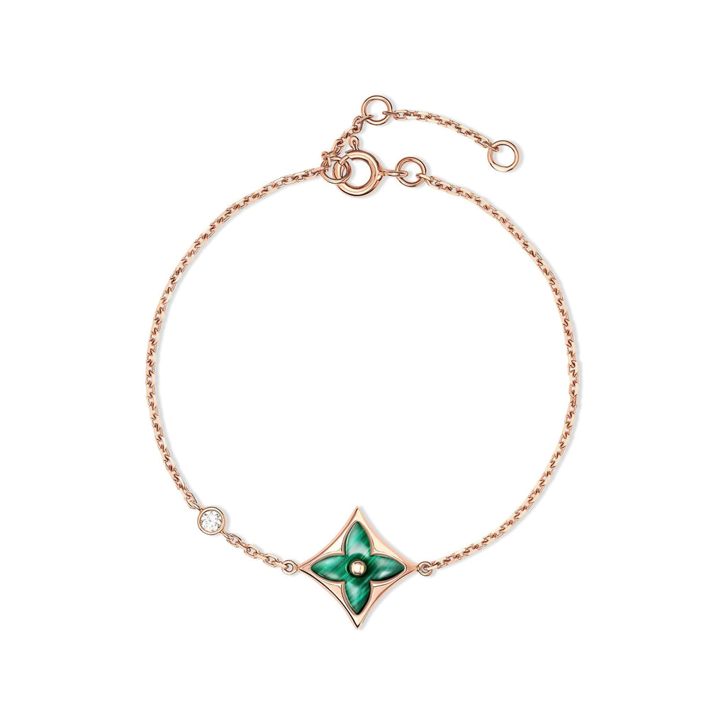 Color Blossom BB Star Bracelet, Pink Gold, Malachite and Diamond