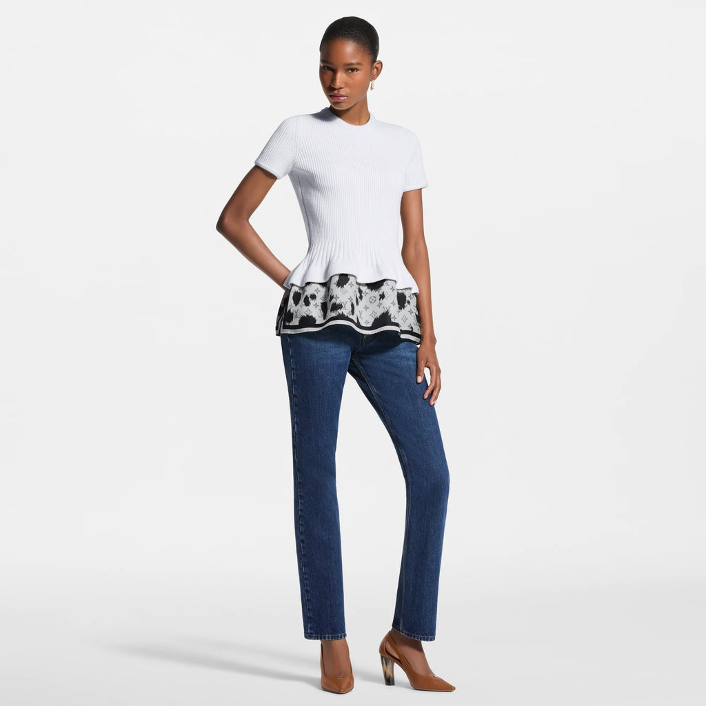Cow Print Insert Knit Top