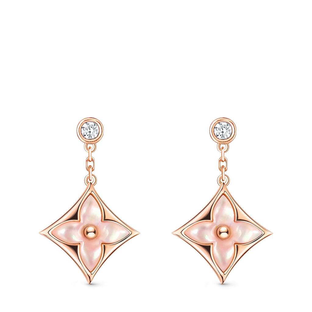 Color Blossom BB Star Earrings, Pink Gold, Pink Mother-of-Pearl and Diamonds