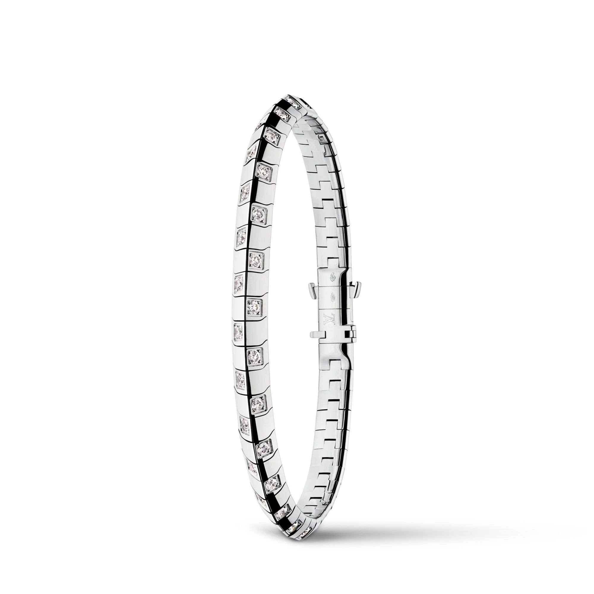 Le Damier de Louis Vuitton Medium Bracelet, White Gold and Diamonds