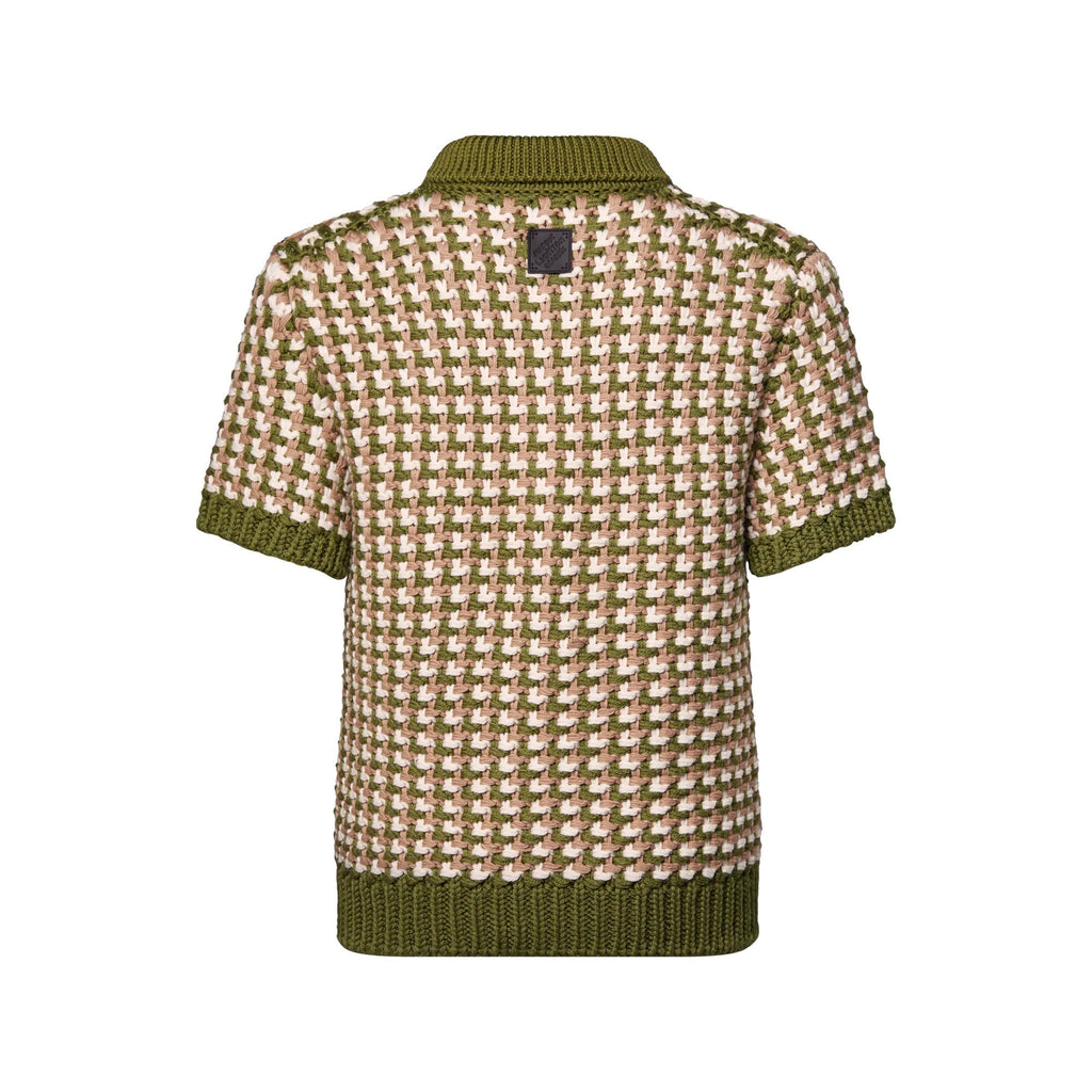 Short-Sleeved Wool-Knit Polo Shirt