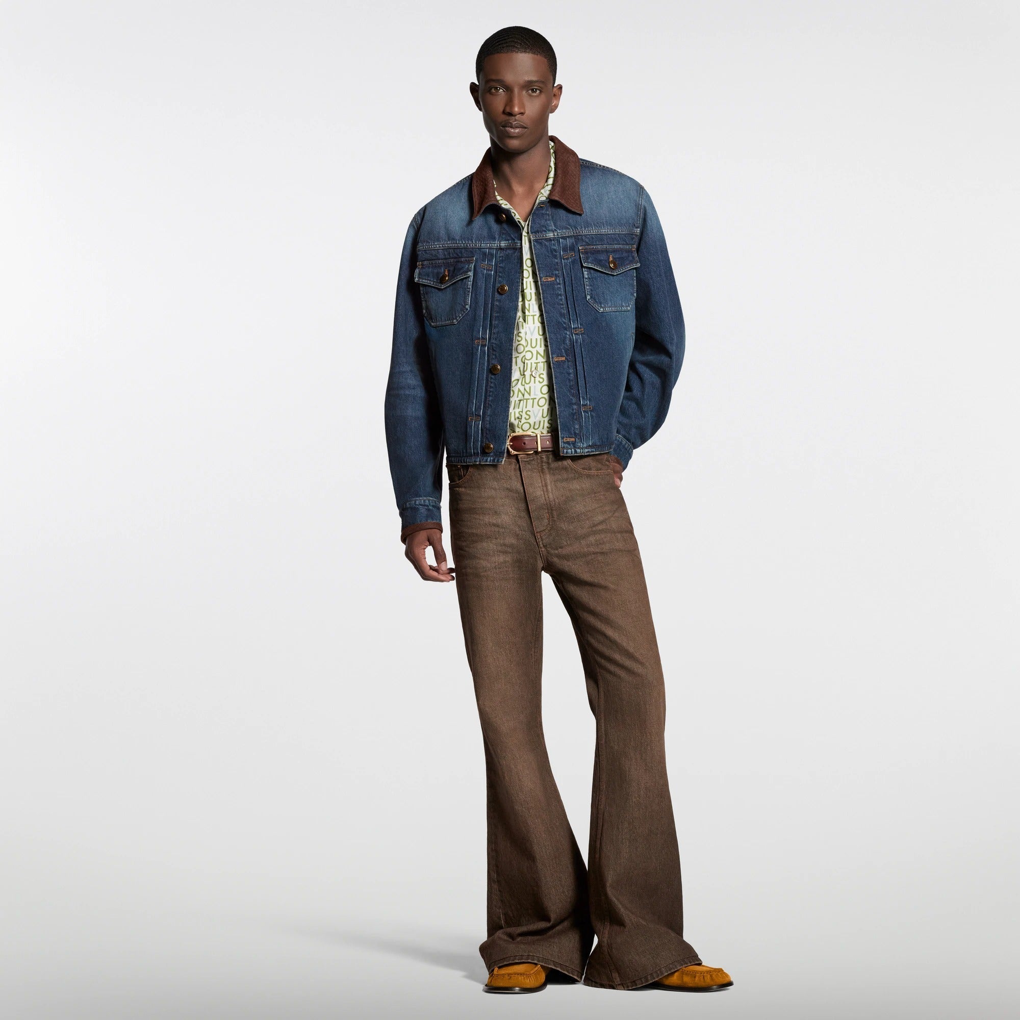 Denim Jacket With Leather Signature Details