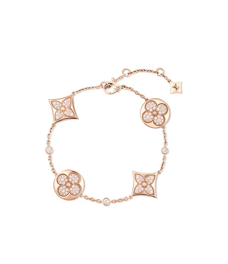 Color Blossom BB Star and Sun Multi-Motif Bracelet, Pink Gold and Diamonds