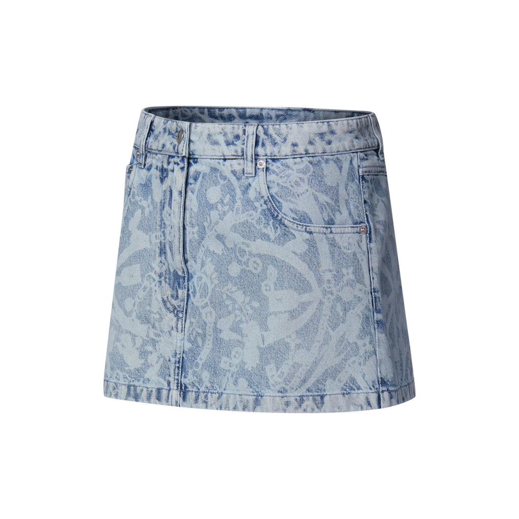 LV Bloom Denim Mini Skirt