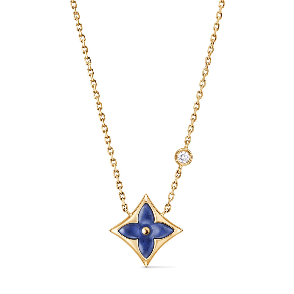 Color Blossom BB Star Pendant, Yellow Gold, Sodalite and Diamond