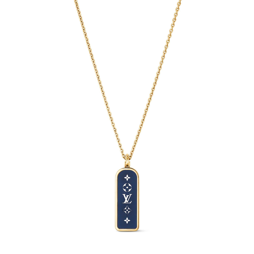 Les Gastons Vuitton Small Tag Pendant, Yellow Gold and Blue Titanium