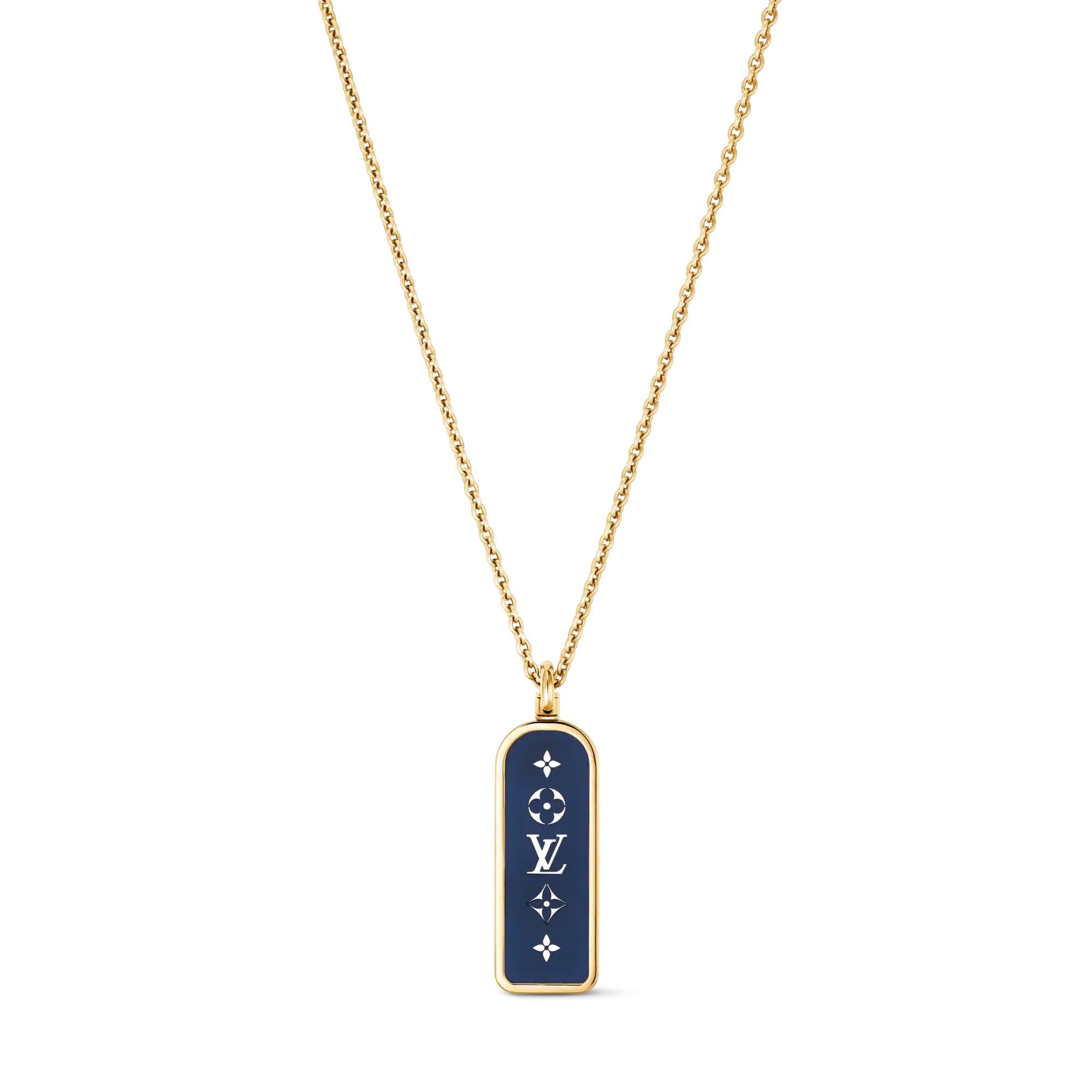 Les Gastons Vuitton Small Tag Pendant, Yellow Gold and Blue Titanium