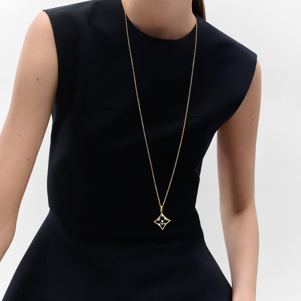 Color Blossom XL Star Medallion, Yellow Gold, Onyx and Diamond