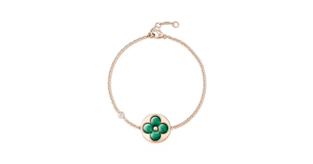 Color Blossom BB Sun Bracelet, Pink Gold, Malachite and Diamond