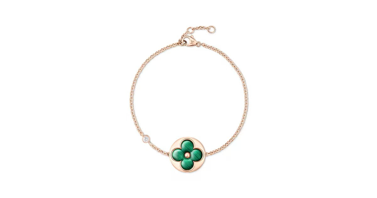 Color Blossom BB Sun Bracelet, Pink Gold, Malachite and Diamond