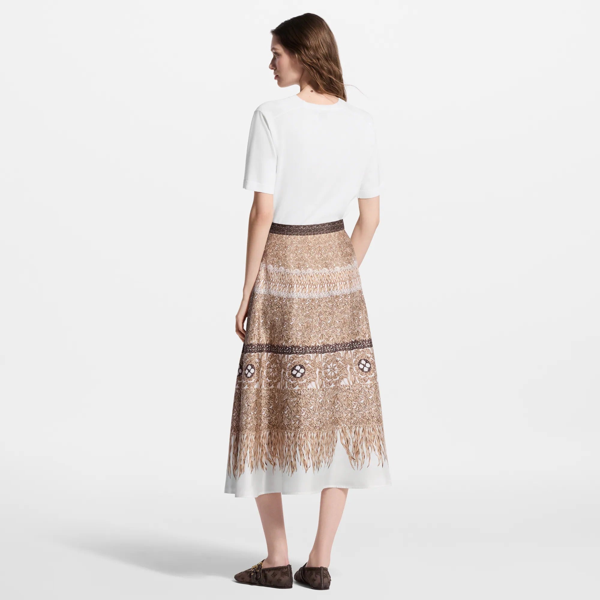 Woven Print Fluid Skirt