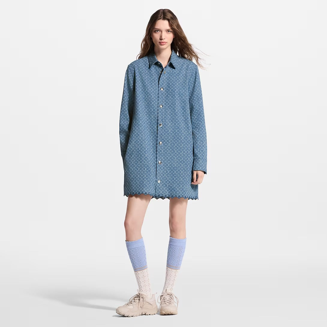 Monogram Denim Shirt Dress