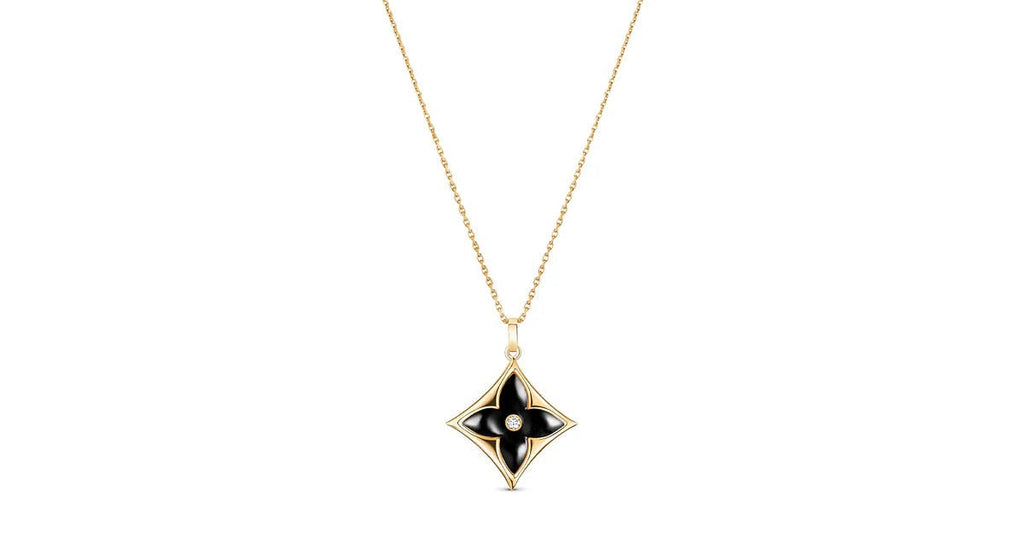 Color Blossom XL Star Medallion, Yellow Gold, Onyx and Diamond
