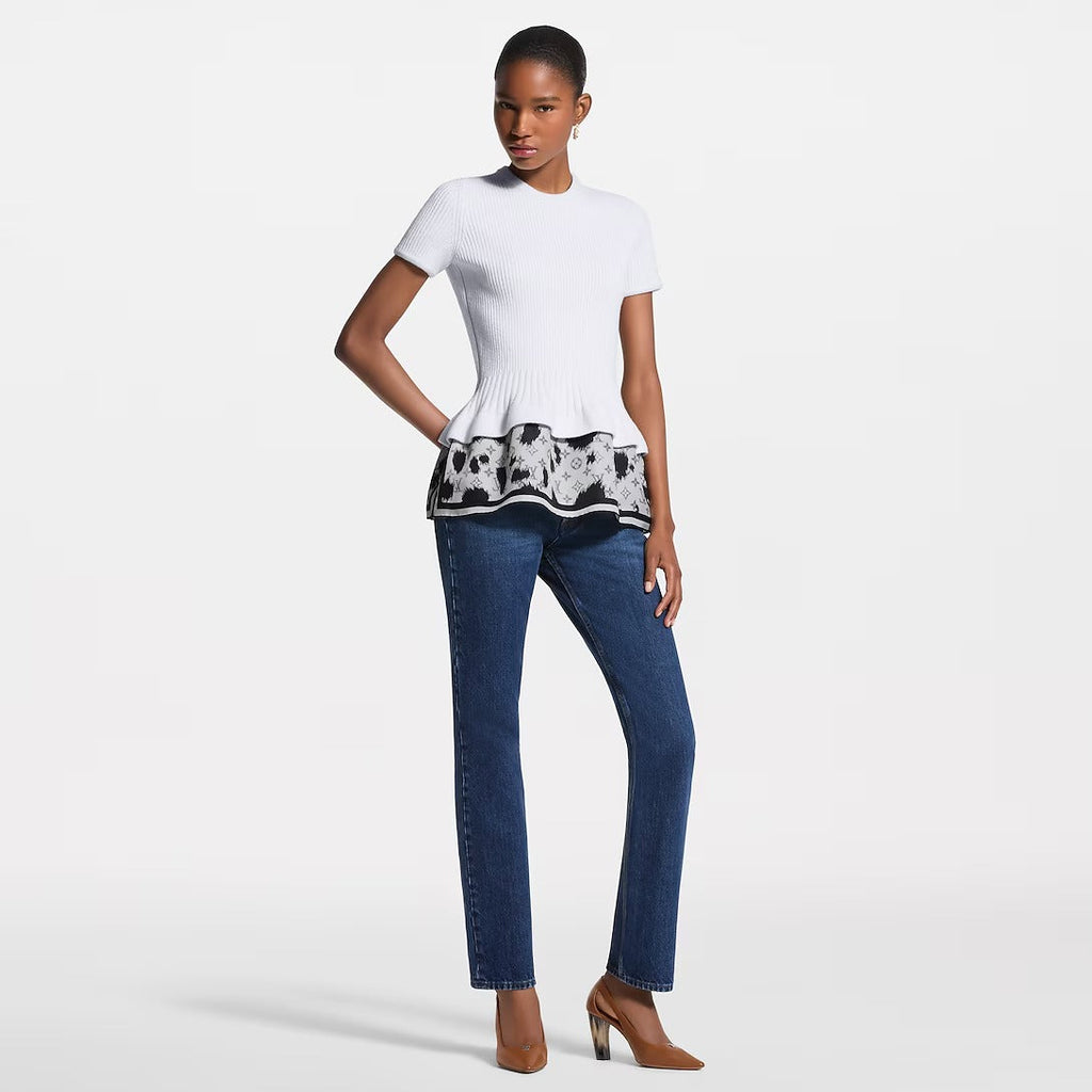 Cow Print Insert Knit Top