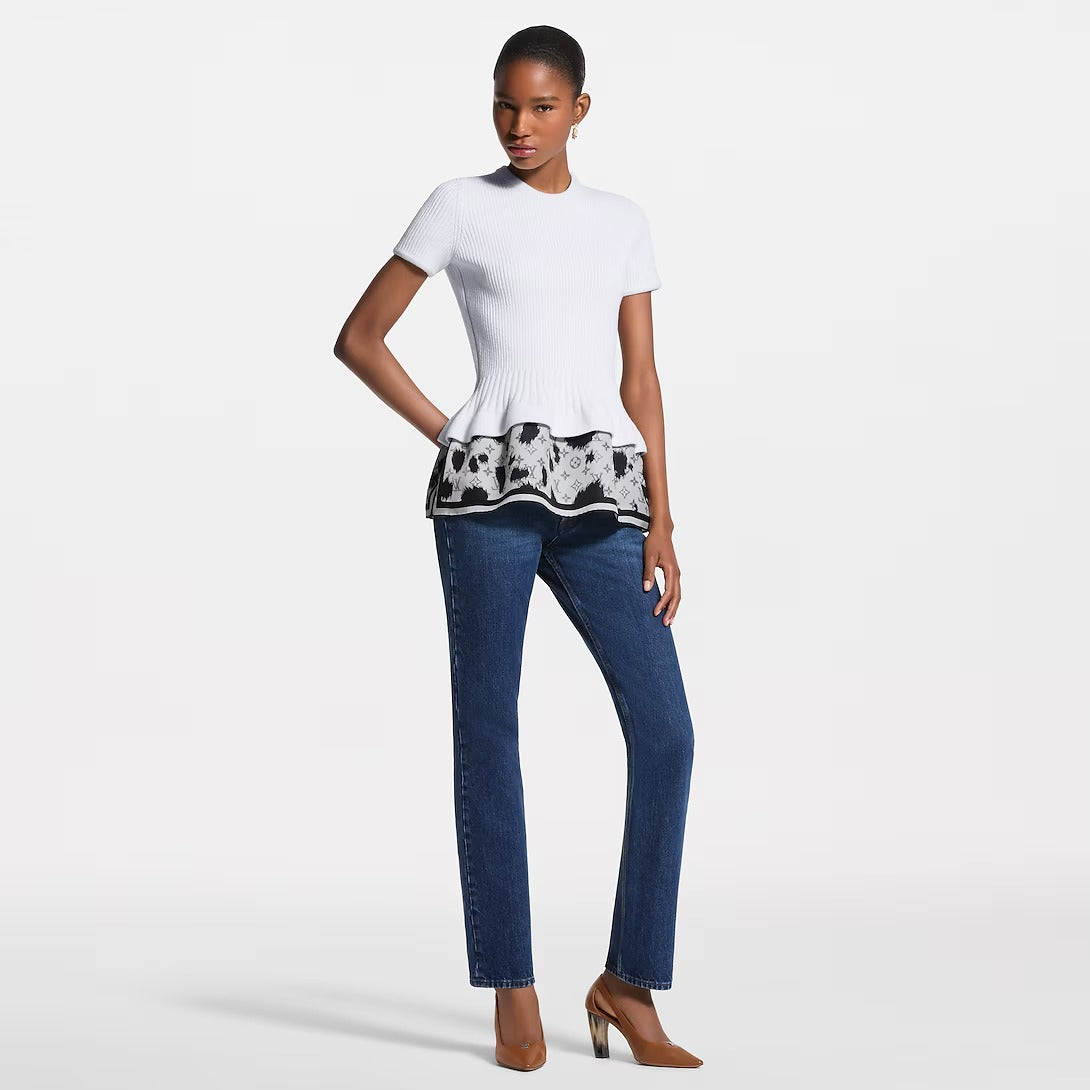 Cow Print Insert Knit Top