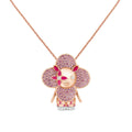 Vivienne Pig Pendant, Pink Gold, Lacquer, Diamonds & Colored Gemstones