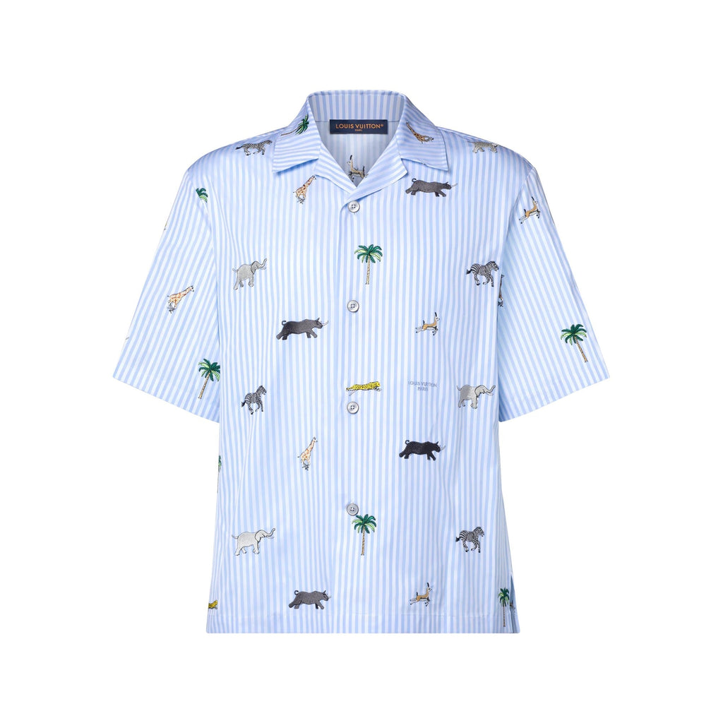 LV x The Darjeeling Limited Embroidered Striped Short-Sleeved Shirt