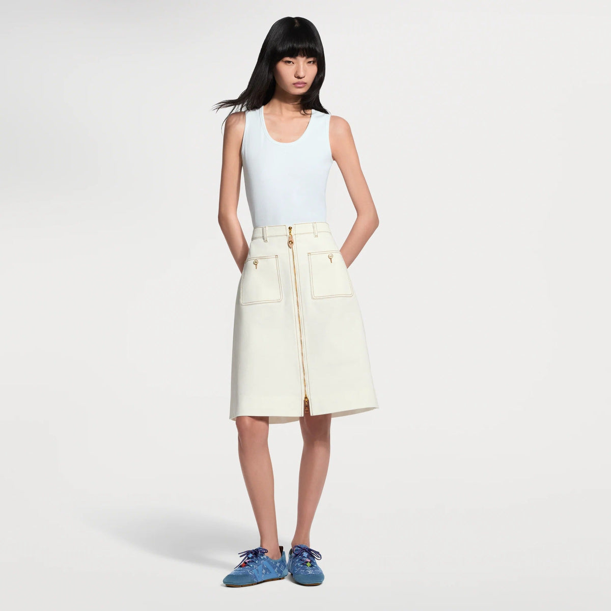 Contrast Stitch Utility Skirt