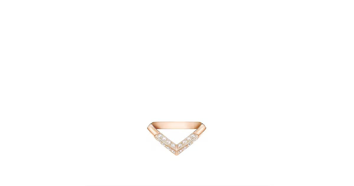 LV Diamonds Pavé V Ring, Pink Gold