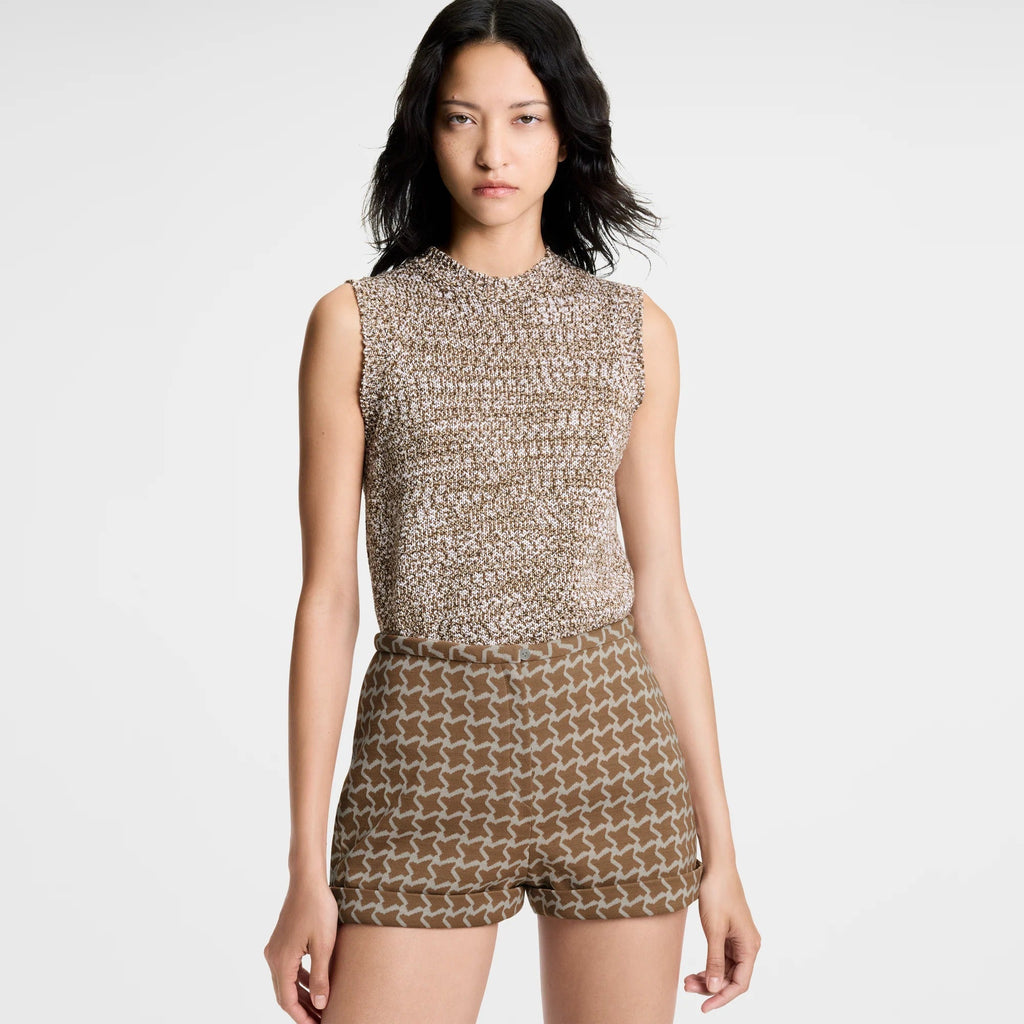 Sleeveless Tweed Knit Pullover
