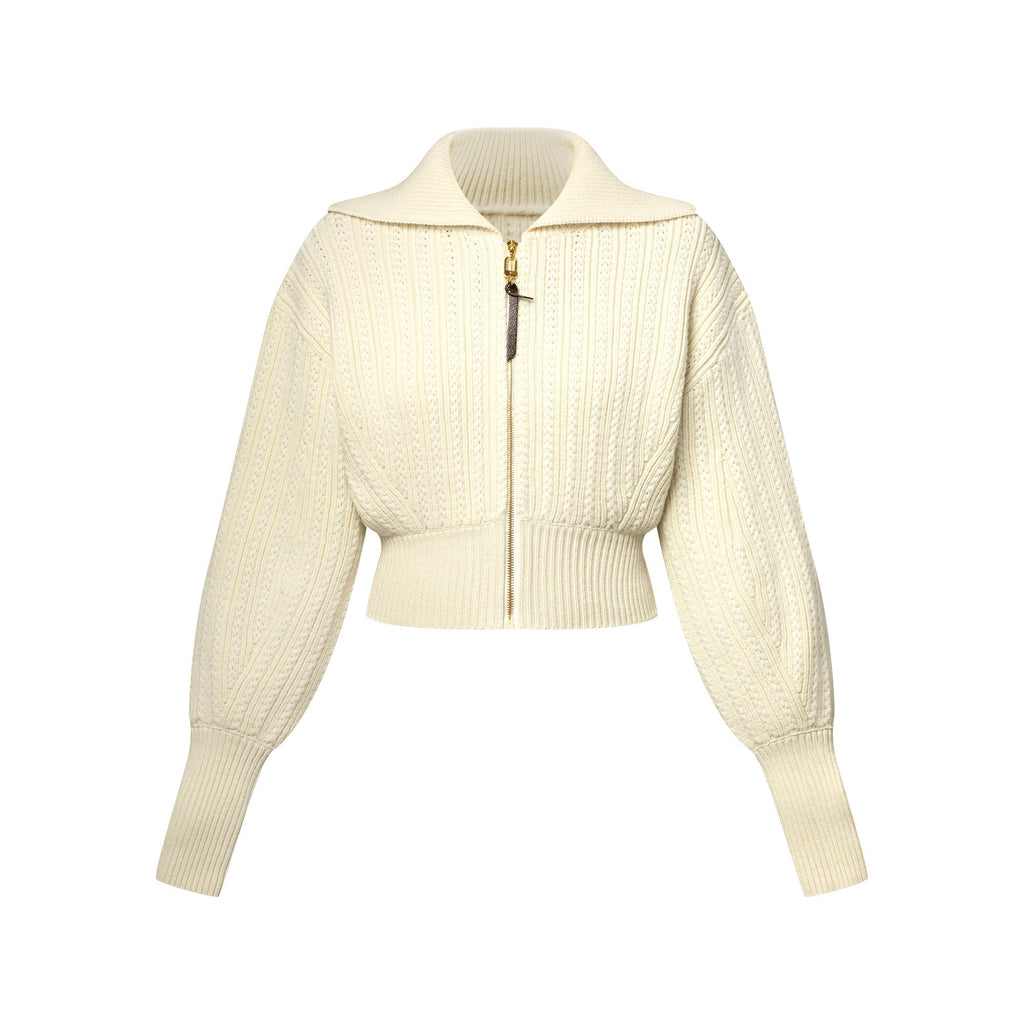 Cropped Rib-Knit Jacket