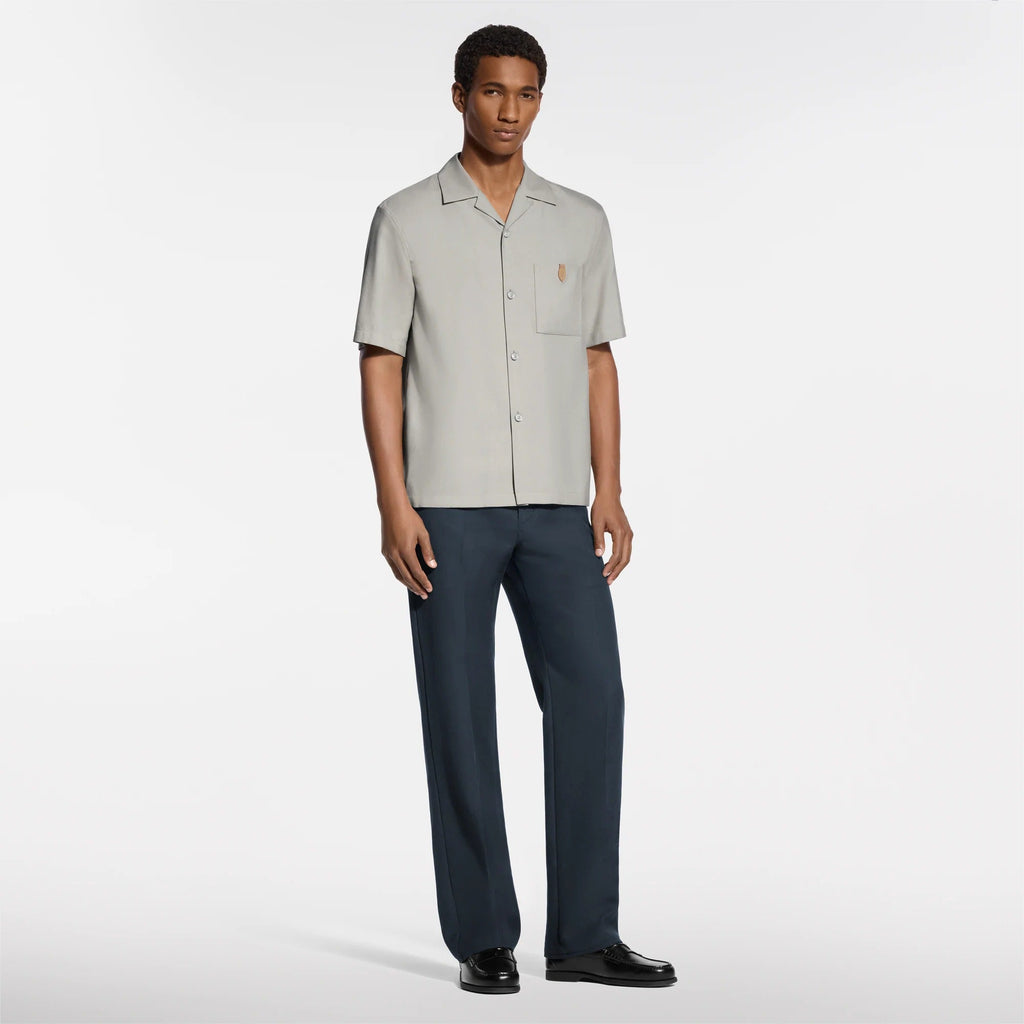 Short-Sleeved Silk, Cotton And Cashmere-Blend Open Collar Shirt