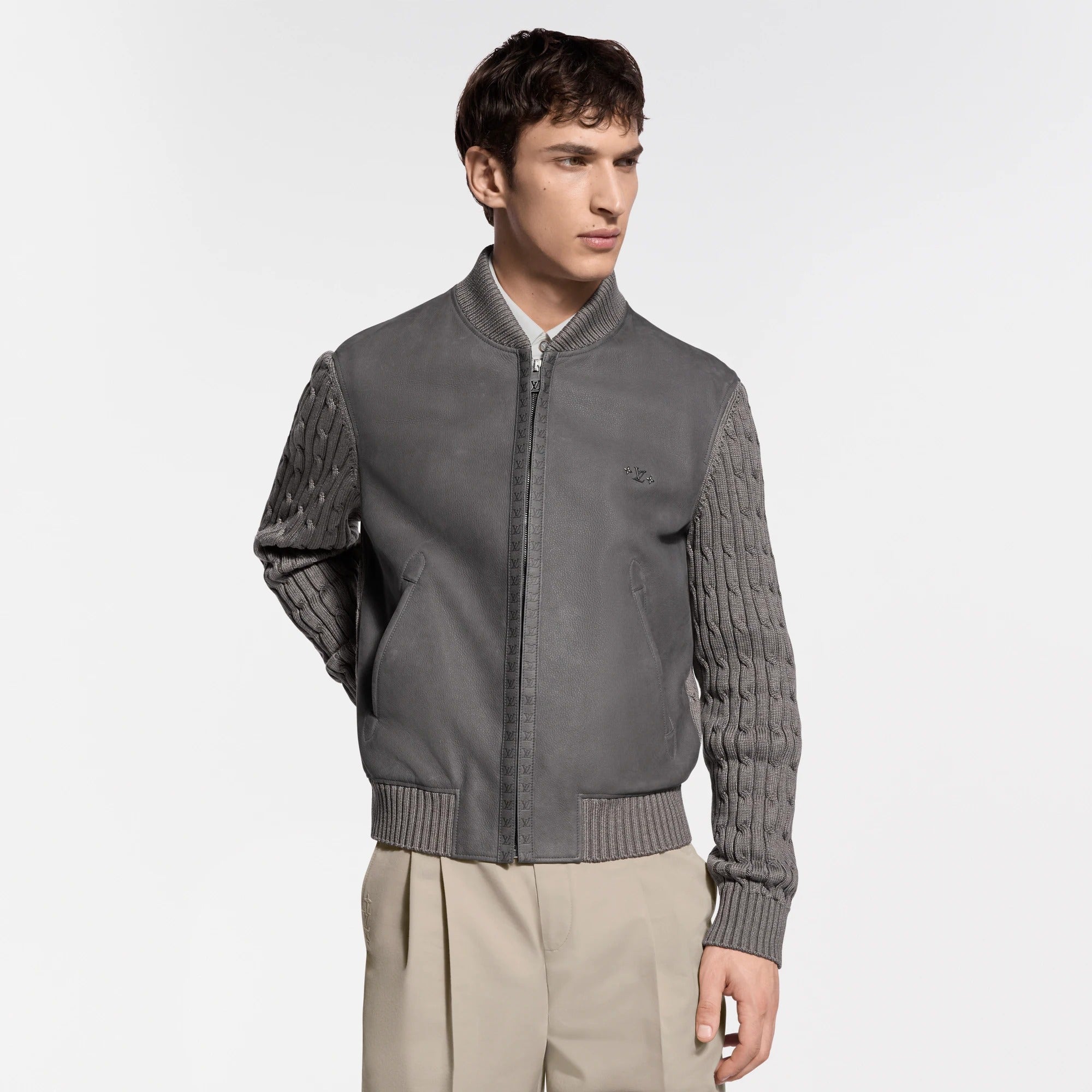 Mixed Suede And Knit Blouson