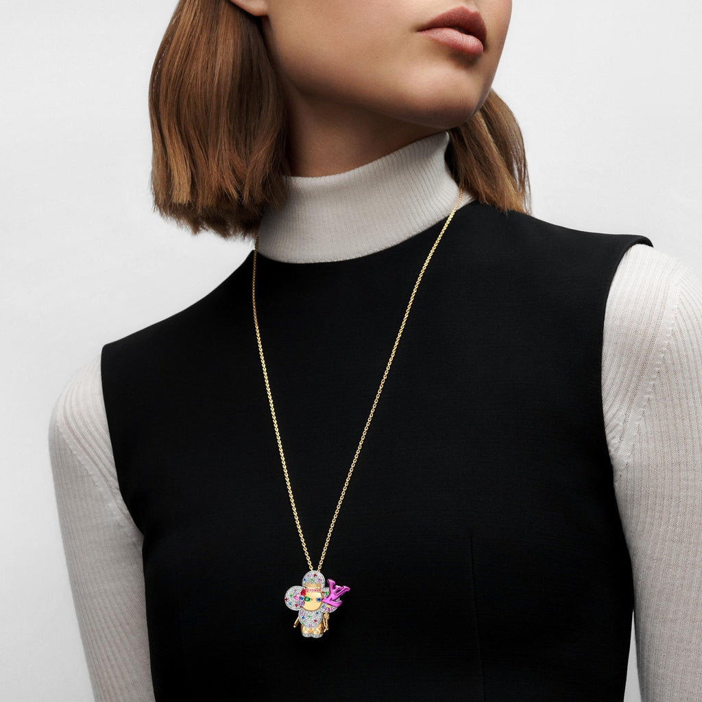 Vivienne Celebration Pendant, Yellow Gold, White Gold, Titanium, Diamonds and Colored Gemstones