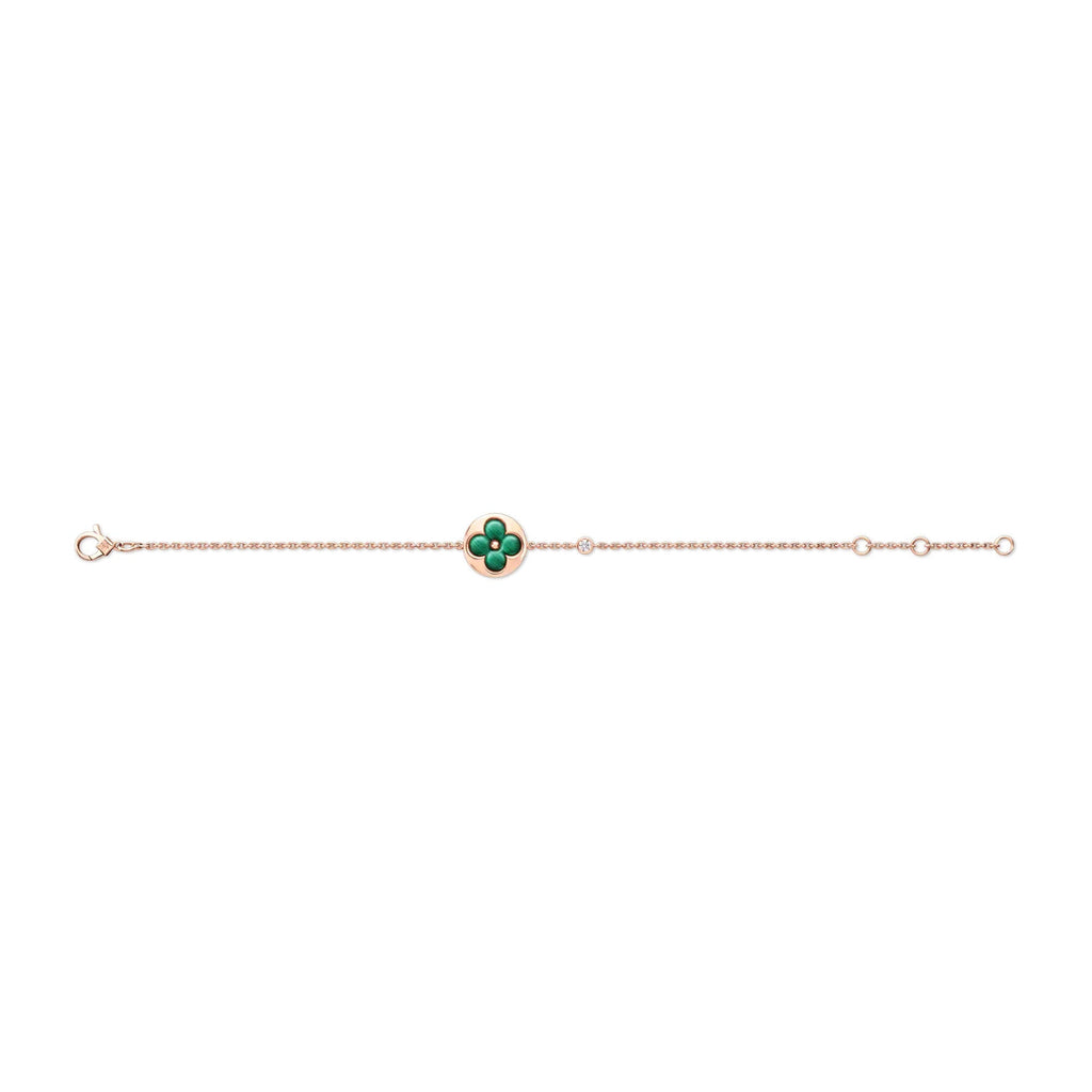 Color Blossom BB Sun Bracelet, Pink Gold, Malachite and Diamond