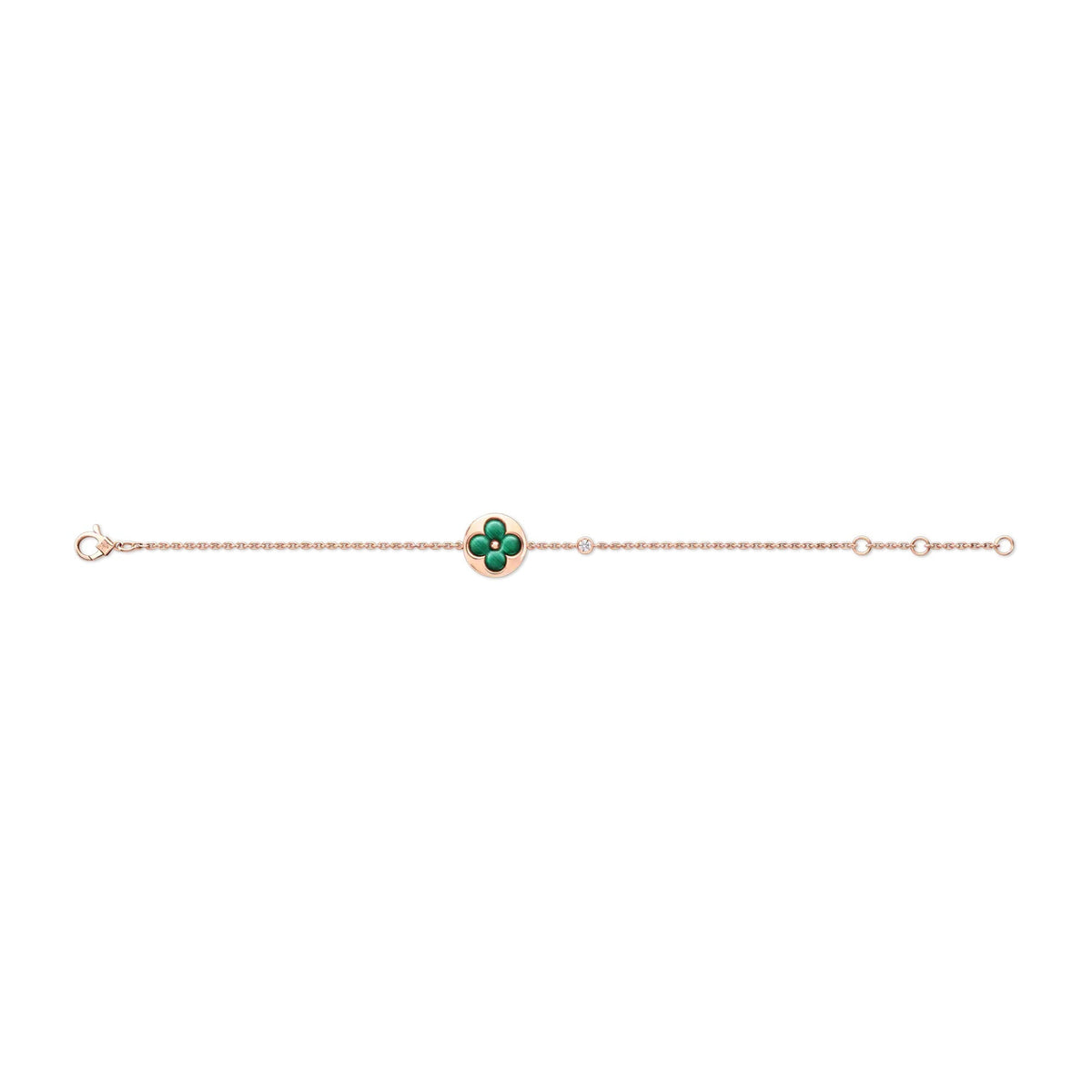 Color Blossom BB Sun Bracelet, Pink Gold, Malachite and Diamond