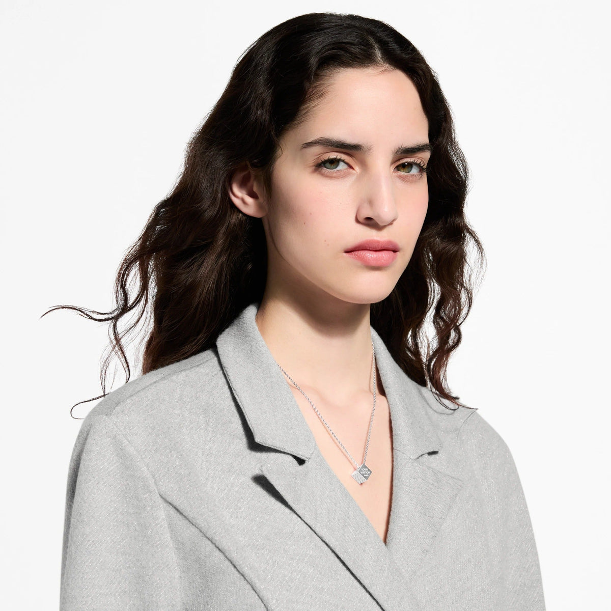 LV Cube Necklace Silver