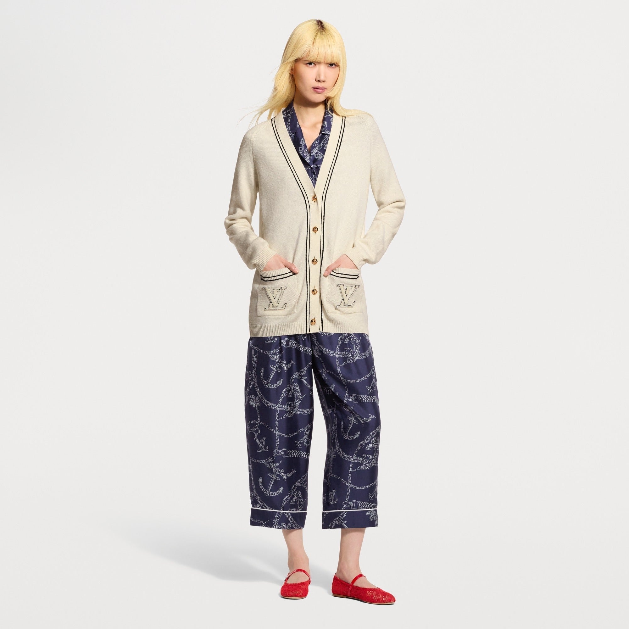 Contrast Accent Oversized Cardigan