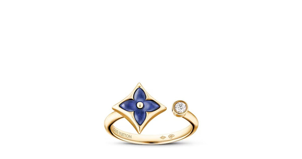 Color Blossom Mini Star Ring, Yellow Gold, Sodalite and Diamond