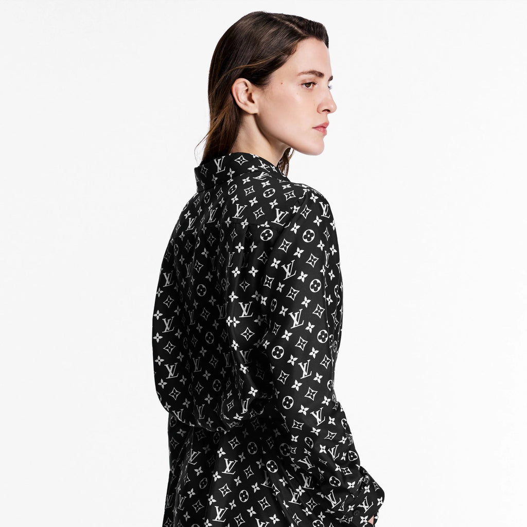 Monogram Silk Shirt Dress