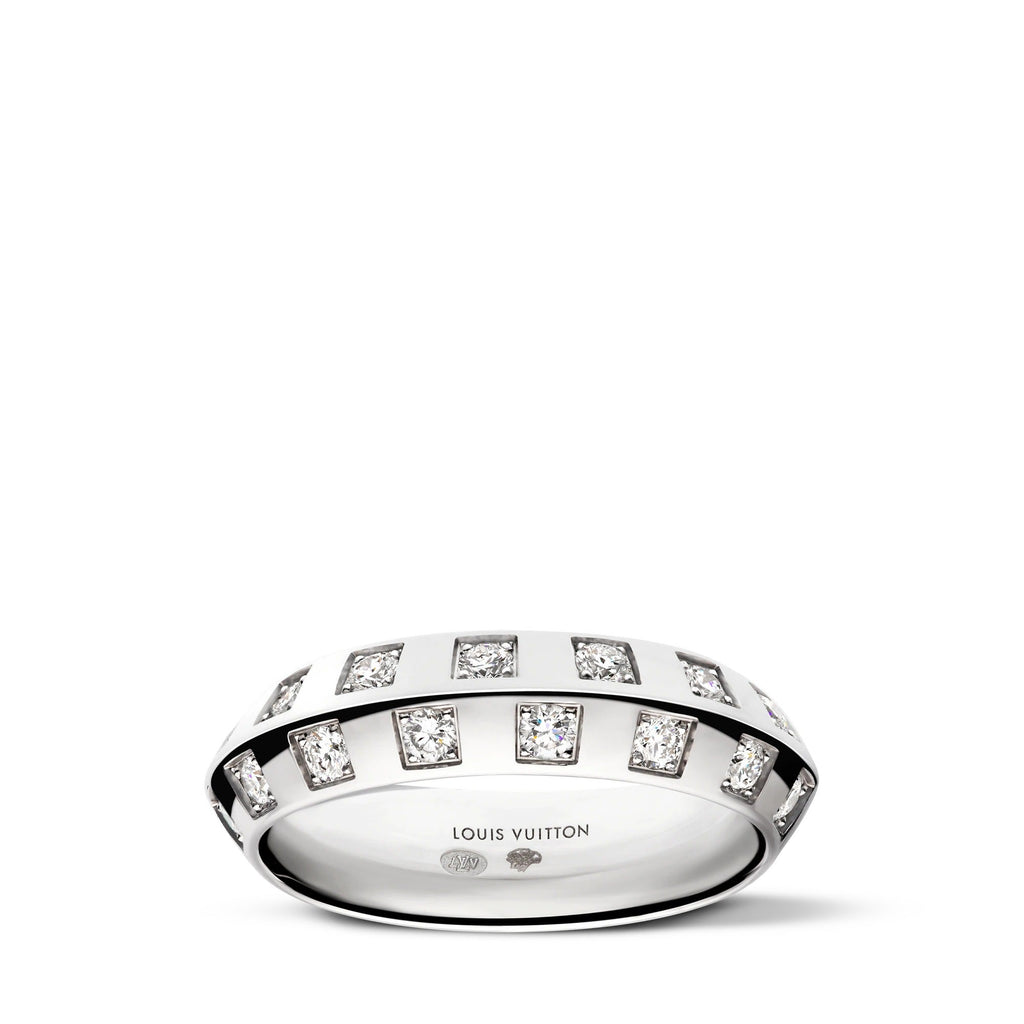 Le Damier de Louis Vuitton Medium Ring, White Gold and Diamonds