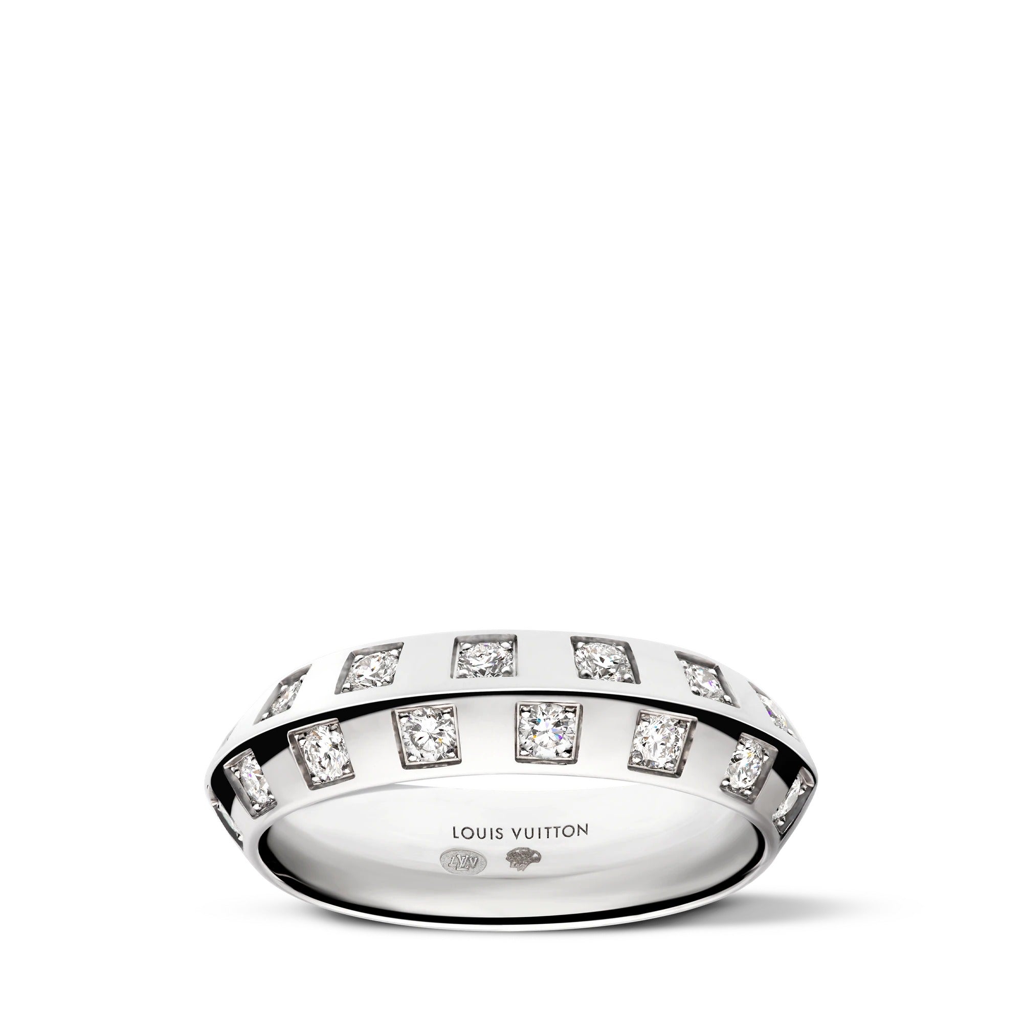 Le Damier de Louis Vuitton Medium Ring, White Gold and Diamonds