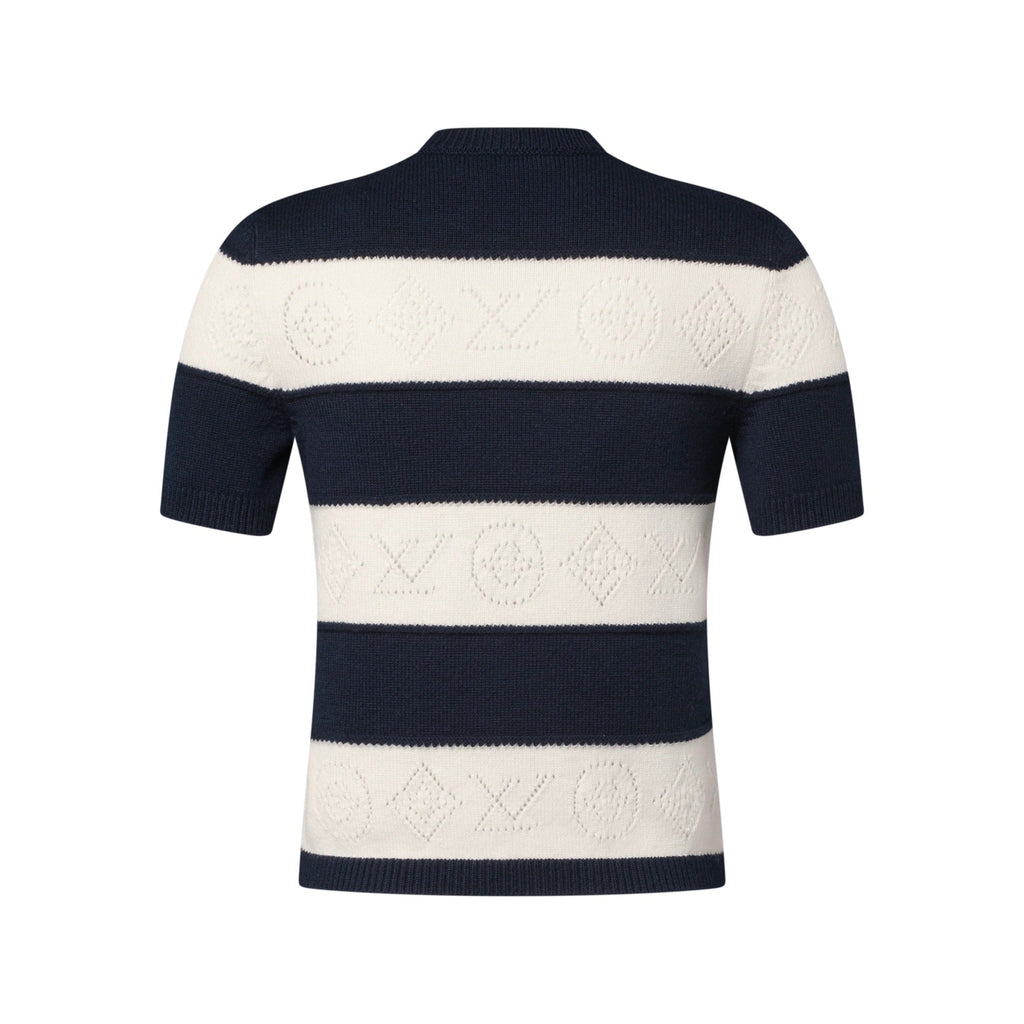 Openwork Striped Knit Top