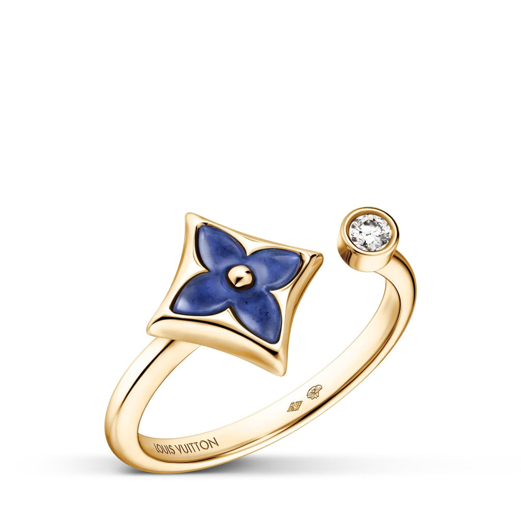 Color Blossom Mini Star Ring, Yellow Gold, Sodalite and Diamond