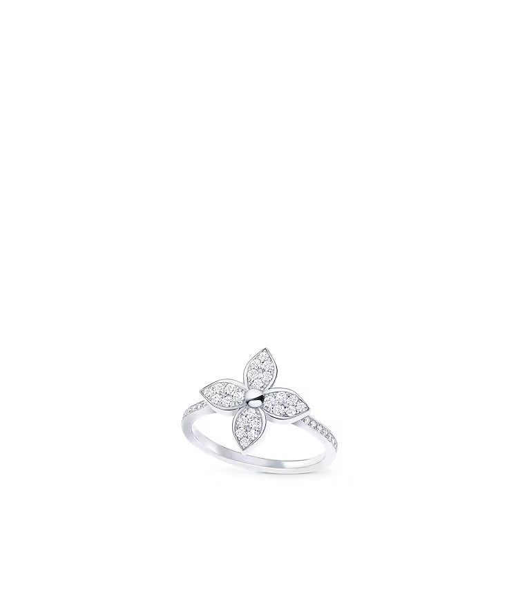 Star Blossom Ring, White Gold And Diamonds
