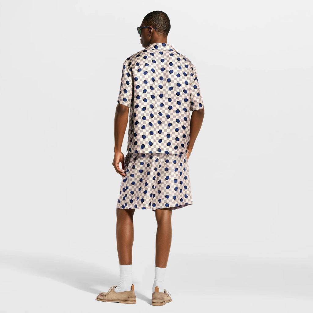 Damier Silk Short-Sleeved Shirt