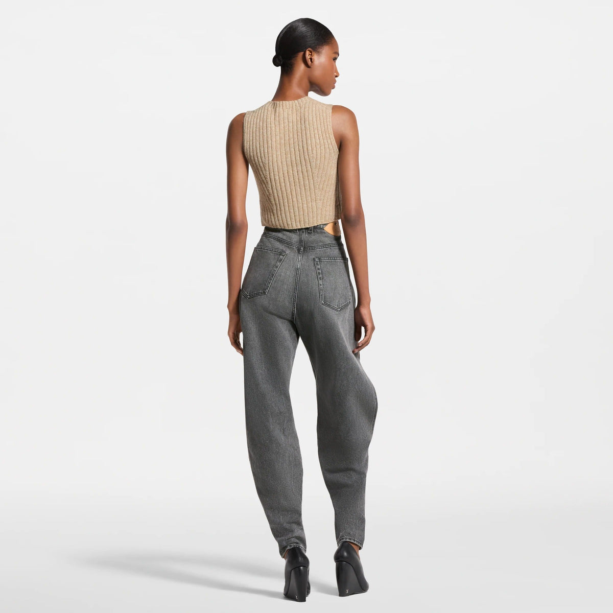 Split-Leg Tapered Balloon Jeans